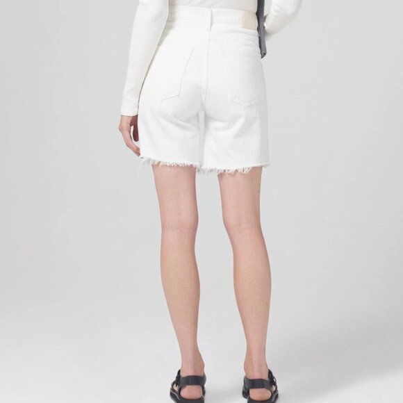 Citizen Of Humanity Camilla Frayed Hem Denim Shorts High Rise Starlight White - Picture 3 of 15